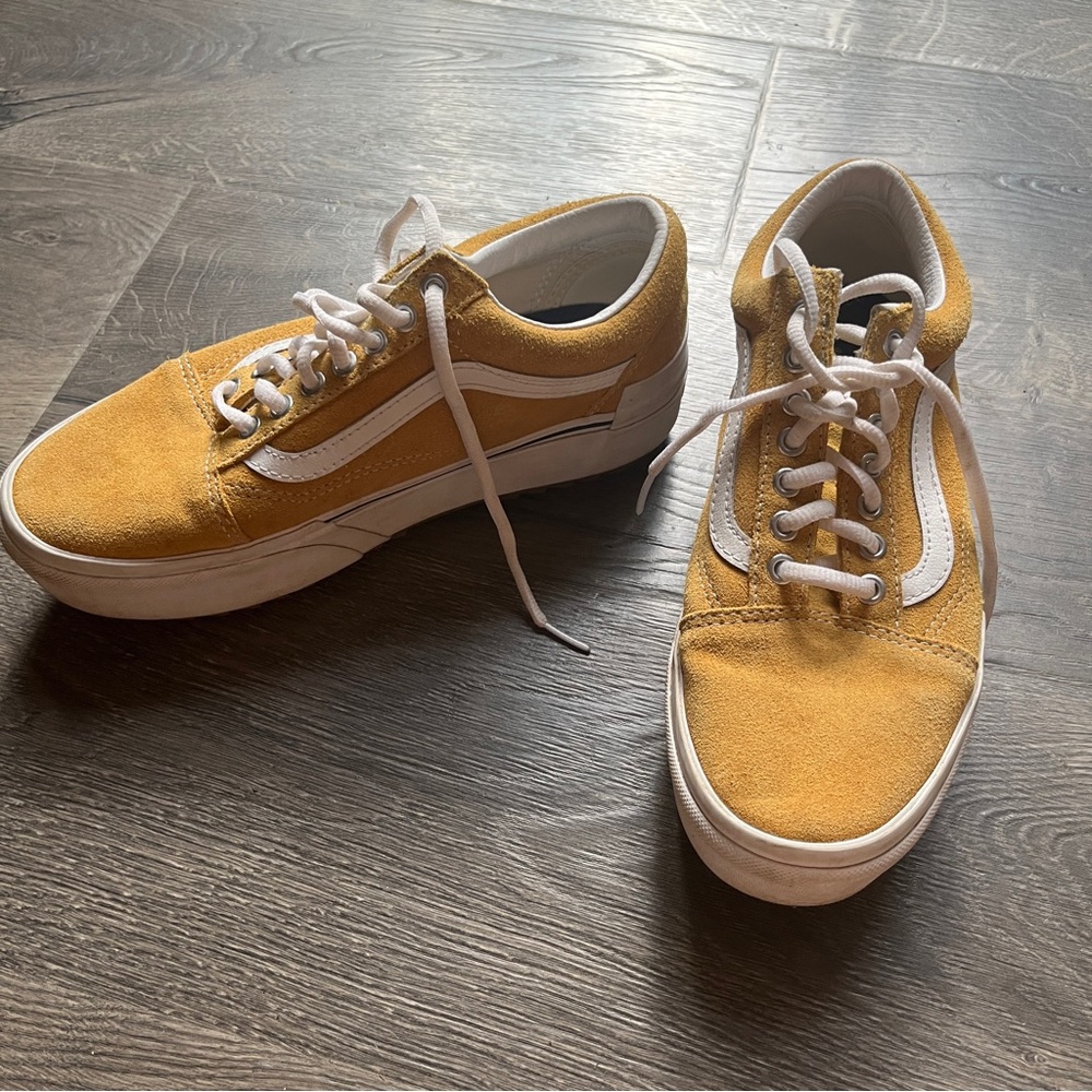 Vans Old Skool Stacked Platform Shoes Mustard Yellow Women’s 8.5